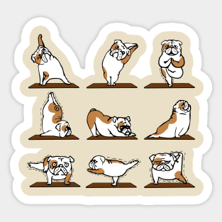 Funny bulldog yoga pose Sticker